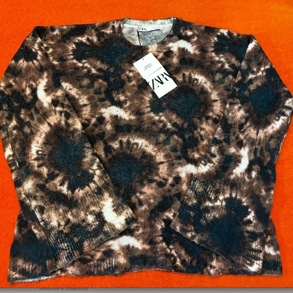Zara brown and pink tie-dye wool blend sweater NWT - Picture 3 of 10